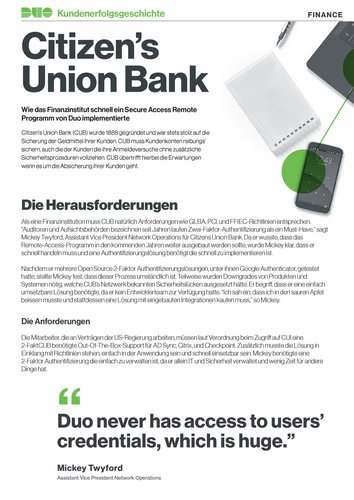 Vorschau Anwenderbericht: Wie die Citizen‘s Union Bank eine Zwei-Faktor-Authentifzierung einführte