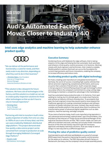 Vorschau Case Study: Wie Edge Analytics und Maschinelles Lernen Audi helfen, die Produktqualität zu verbessern
